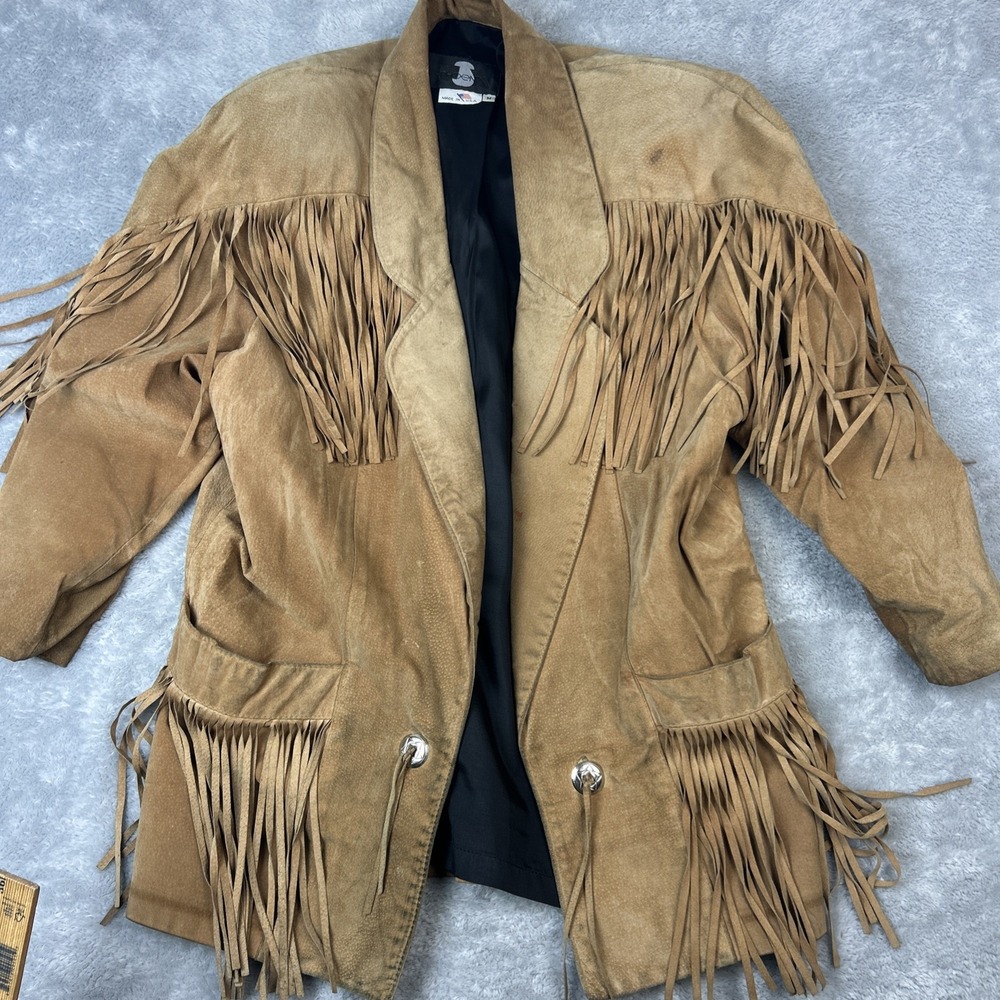 Vtg Womens Fringe Suede Jacket Outerwear by Phoenix Western Boho Style Size M